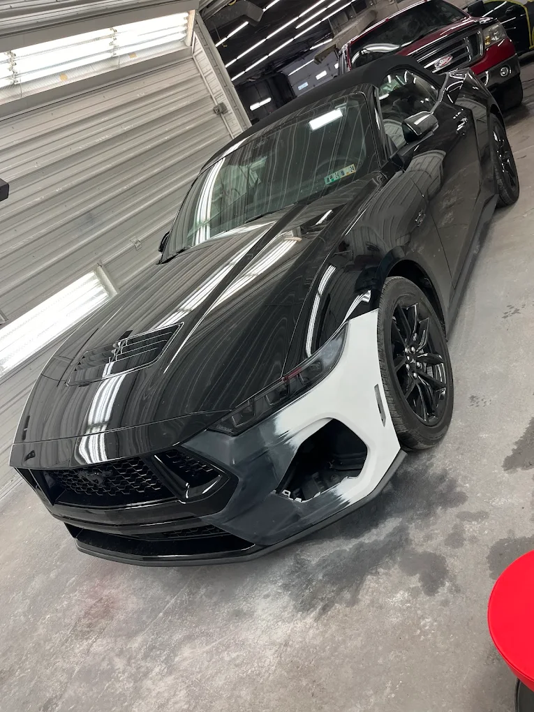 Mustang collision damage before repair